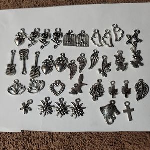 35 pcs : EARRING AND PENDANT STARTERS- SILVERTONE
